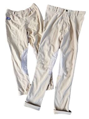 EQ And Devin-Aire Show Kids Breeches Tan Barn Lot Of 2 Youth Large & 16R tan